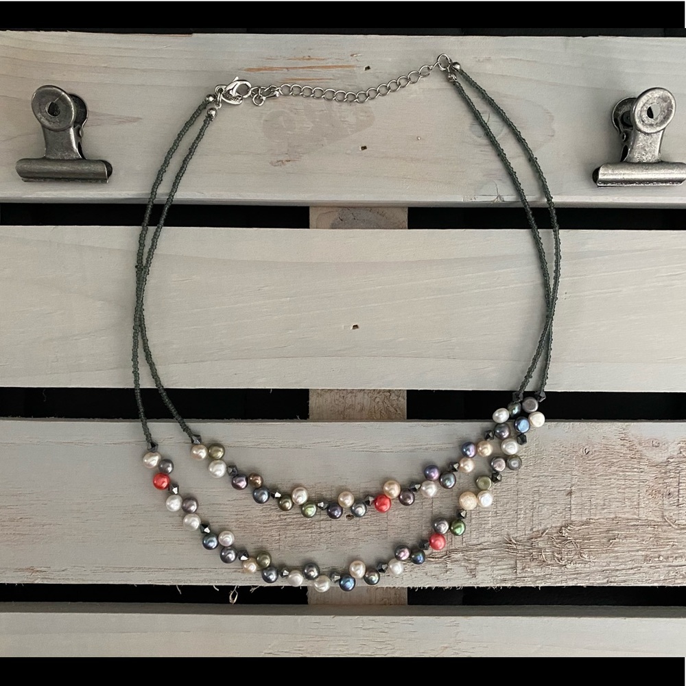 Lia Sophia multicolor pearl dual strand necklace
